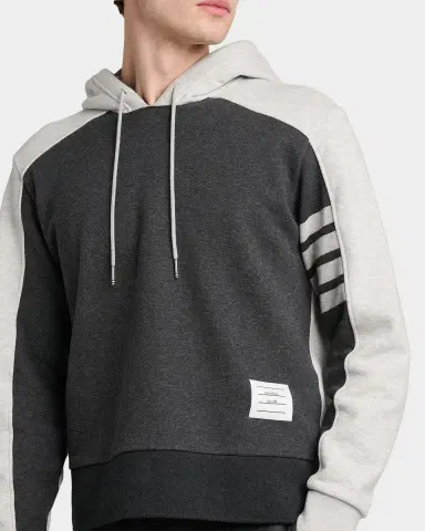 Thom Browne Men's Engineered 4-Bar Colorblocked Loopback Cotton Hoodie | Thumbnail 5
