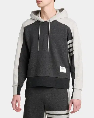 Thom Browne Men's Engineered 4-Bar Colorblocked Loopback Cotton Hoodie | Thumbnail 6