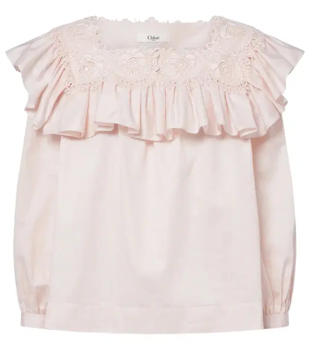 Chloe Chloé Ruffled lace-trimmed cotton blouse