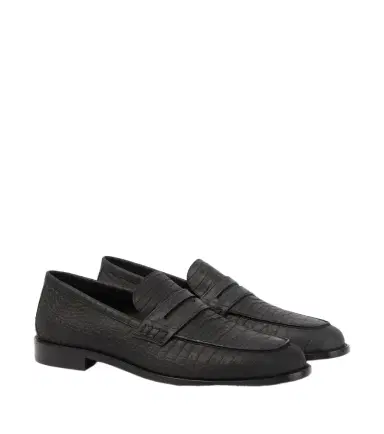 Manolo Blahnik Croc-effect leather penny loafers | Thumbnail 1