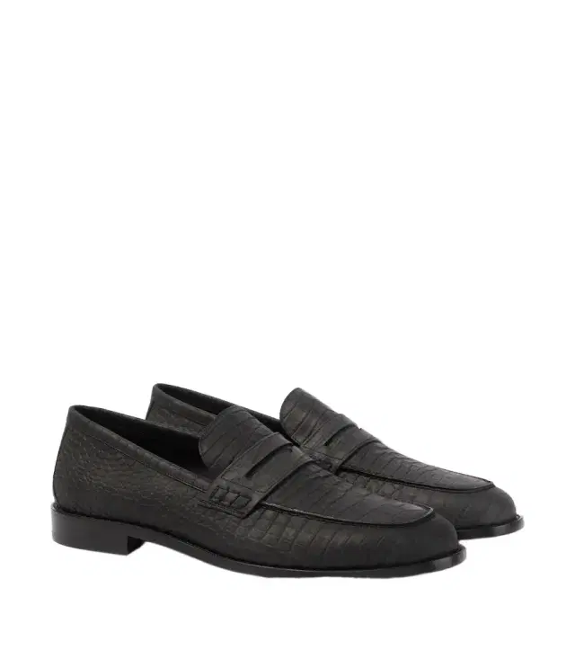 Manolo Blahnik Croc-effect leather penny loafers