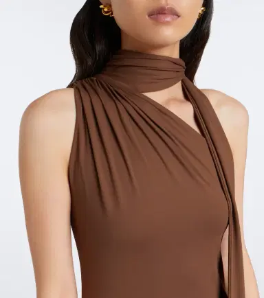 Taller Marmo Siwa fringed scarf-detail midi dress | Thumbnail 4