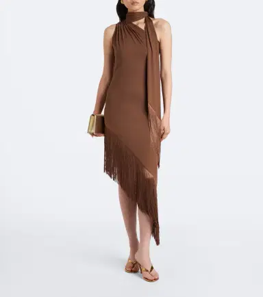Taller Marmo Siwa fringed scarf-detail midi dress | Thumbnail 5