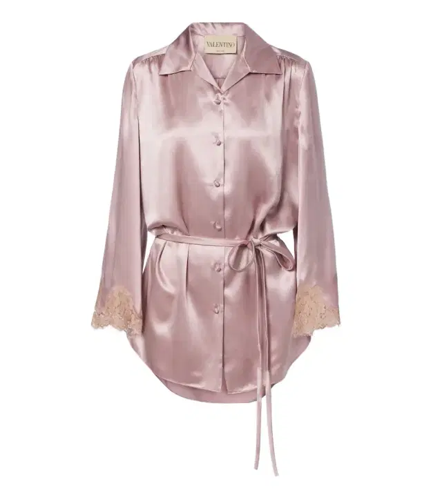 Valentino Lace-trimmed silk satin shirt