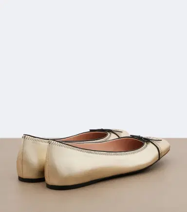Valentino Garavani VLogo embroidered metallic leather ballet flats | Thumbnail 3