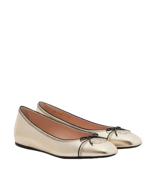 Valentino Garavani VLogo embroidered metallic leather ballet flats