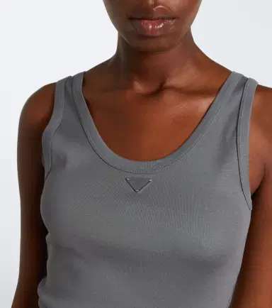 Prada Ribbed-knit cotton tank top | Thumbnail 4
