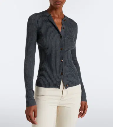 Burberry EKD ribbed-knit cashmere cardigan | Thumbnail 2