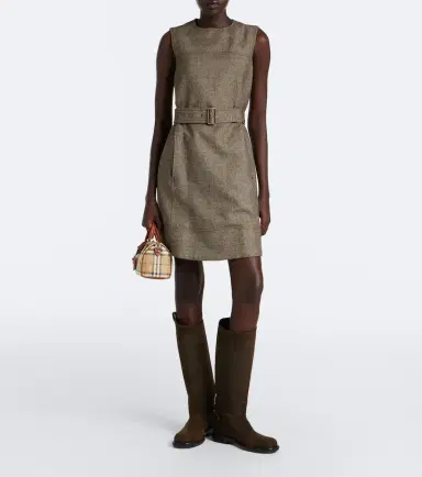 Burberry Belted checked wool and linen-blend minidress | Thumbnail 3 Burberry Belted checked wool and linen-blend minidress | Thumbnail 3
