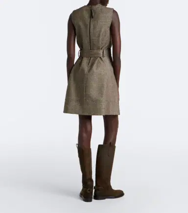 Burberry Belted checked wool and linen-blend minidress | Thumbnail 4 Burberry Belted checked wool and linen-blend minidress | Thumbnail 4