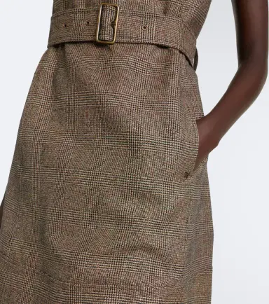 Burberry Belted checked wool and linen-blend minidress | Thumbnail 5 Burberry Belted checked wool and linen-blend minidress | Thumbnail 5