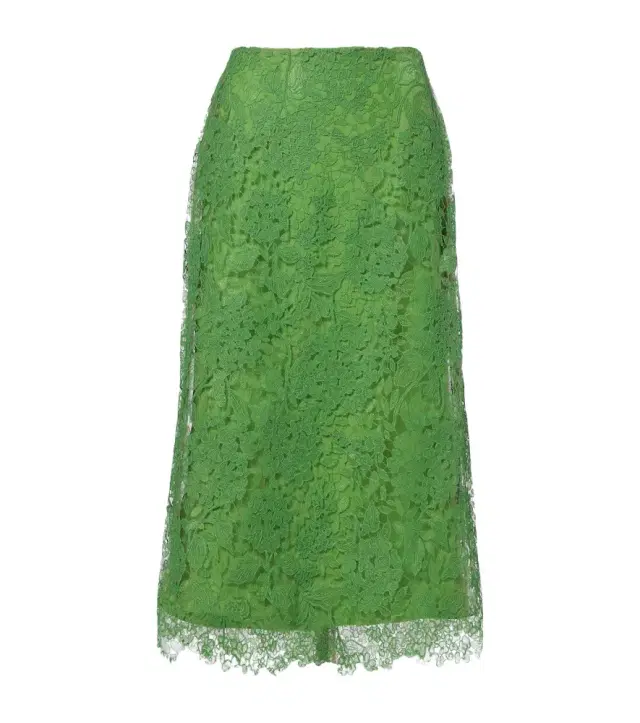 Carolina Herrera Floral lace midi skirt