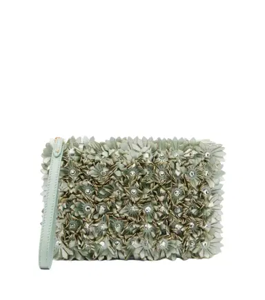 Valentino Garavani Small floral-appliqué leather pouch | Thumbnail 1
