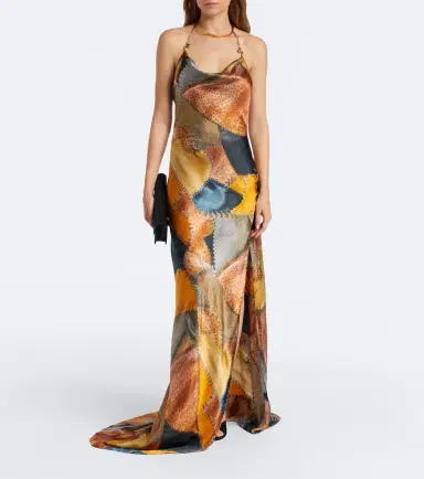 Roberto Cavalli Draped printed silk satin maxi dress | Thumbnail 6