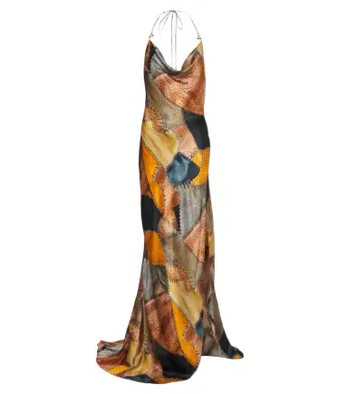 Roberto Cavalli Draped printed silk satin maxi dress | Thumbnail 1