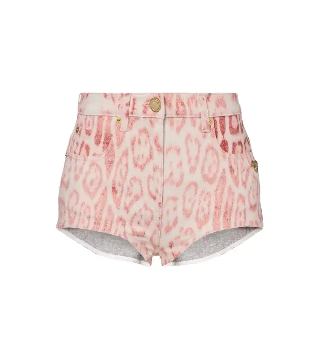 Roberto Cavalli Leopard-print denim shorts