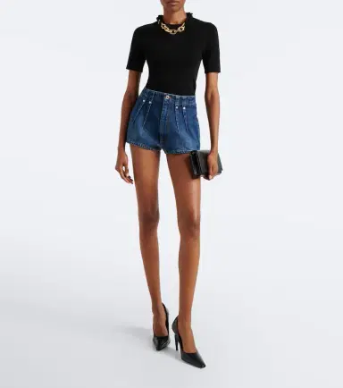 Mugler Pleated denim shorts | Thumbnail 6 Mugler Pleated denim shorts | Thumbnail 6