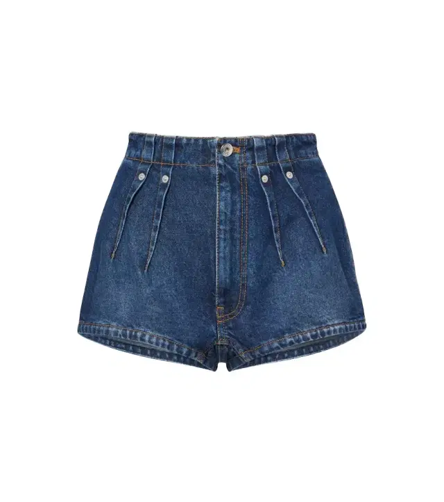 Mugler Pleated denim shorts