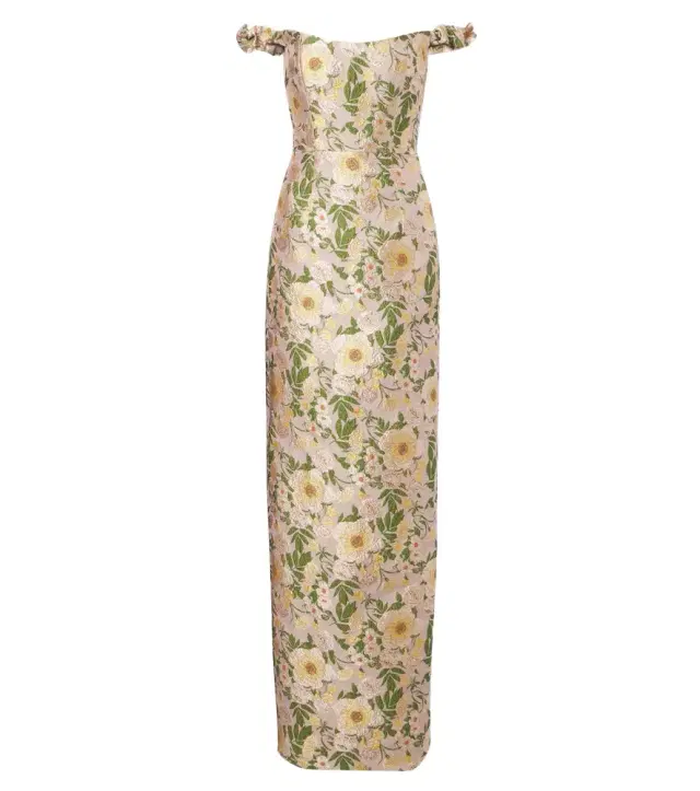 Markarian Off-shoulder floral brocade gown