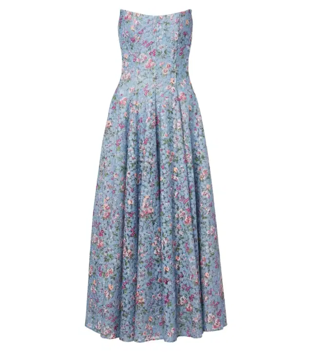Embroidered floral bustier cocktail dress
