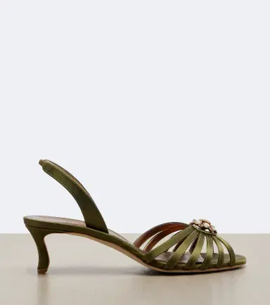 Manolo Blahnik Fulmasli embellished satin slingback sandals | Thumbnail 2