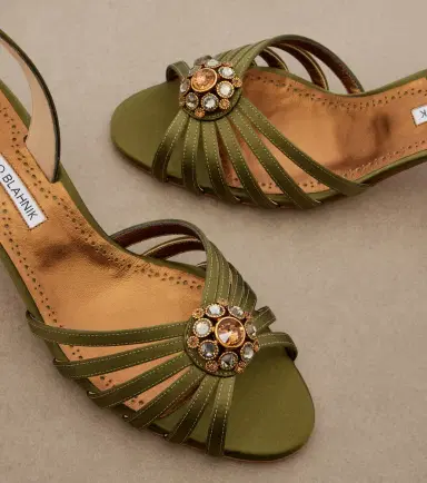 Manolo Blahnik Fulmasli embellished satin slingback sandals | Thumbnail 3