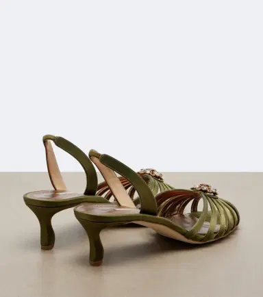 Manolo Blahnik Fulmasli embellished satin slingback sandals | Thumbnail 4
