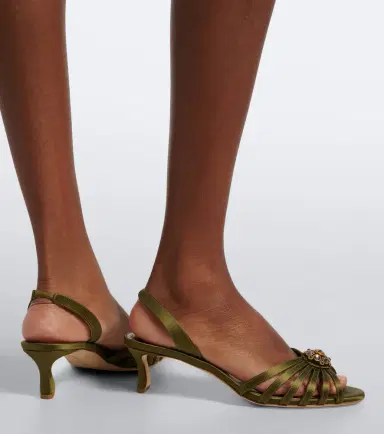 Manolo Blahnik Fulmasli embellished satin slingback sandals | Thumbnail 6