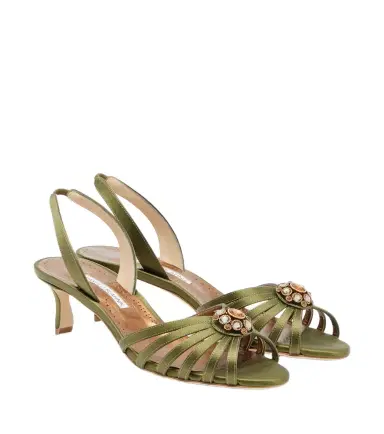 Manolo Blahnik Fulmasli embellished satin slingback sandals | Thumbnail 1