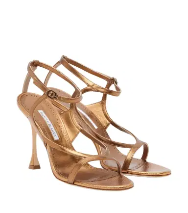 Manolo Blahnik Tibula metallic leather sandals | Thumbnail 1 Manolo Blahnik Tibula metallic leather sandals | Thumbnail 1