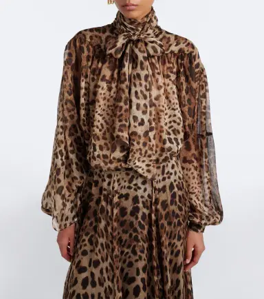 Dolce & Gabbana Leopard-print tie-neck silk blouse | Thumbnail 2 Dolce & Gabbana Leopard-print tie-neck silk blouse | Thumbnail 2