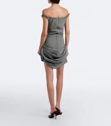 Magda Butrym Off-shoulder herringbone wool-blend minidress | Thumbnail 2 Magda Butrym Off-shoulder herringbone wool-blend minidress | Thumbnail 2