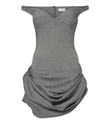 Magda Butrym Off-shoulder herringbone wool-blend minidress | Thumbnail 1 Magda Butrym Off-shoulder herringbone wool-blend minidress | Thumbnail 1