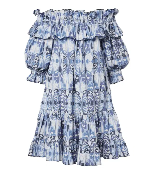 Breakfast printed cotton poplin minidress