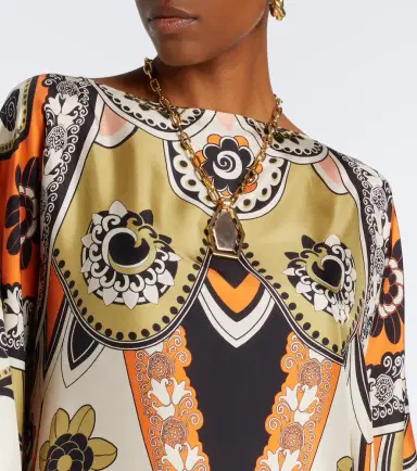 La DoubleJ Draped printed silk twill top | Thumbnail 4