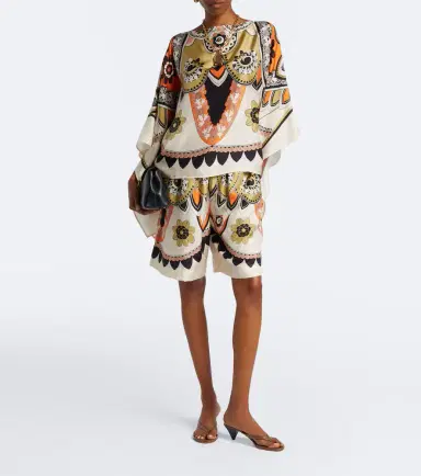 La DoubleJ Draped printed silk twill top | Thumbnail 5