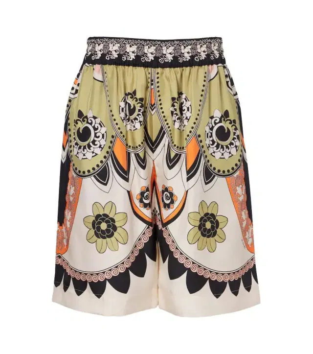 Printed silk twill Bermuda shorts