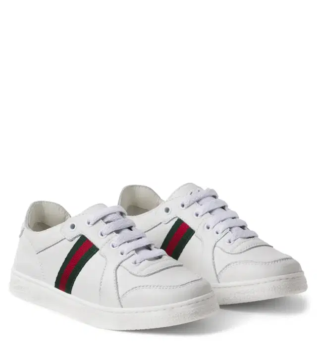 Gucci Kids Web Stripe leather sneakers