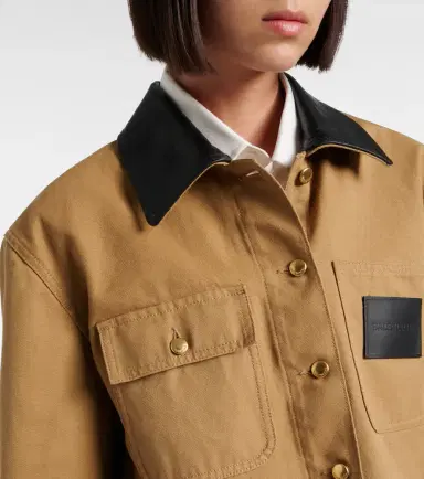 Balenciaga Cropped leather-trimmed cotton jacket | Thumbnail 6