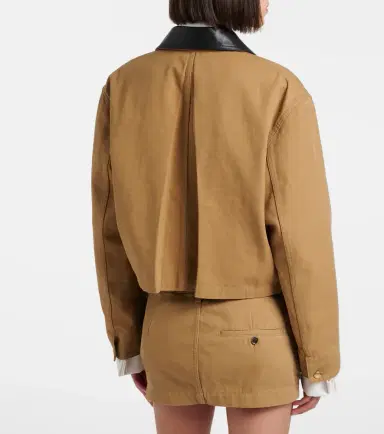 Balenciaga Cropped leather-trimmed cotton jacket | Thumbnail 7