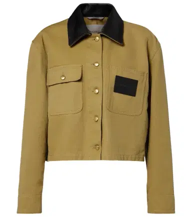 Balenciaga Cropped leather-trimmed cotton jacket | Thumbnail 1