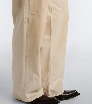 Acne Studios Distressed leather-trimmed wide-leg jeans | Thumbnail 2