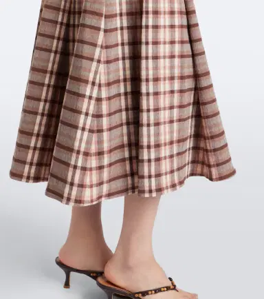 Staud Wells checked linen-blend midi dress | Thumbnail 2 Staud Wells checked linen-blend midi dress | Thumbnail 2