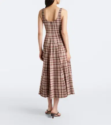 Staud Wells checked linen-blend midi dress | Thumbnail 5 Staud Wells checked linen-blend midi dress | Thumbnail 5