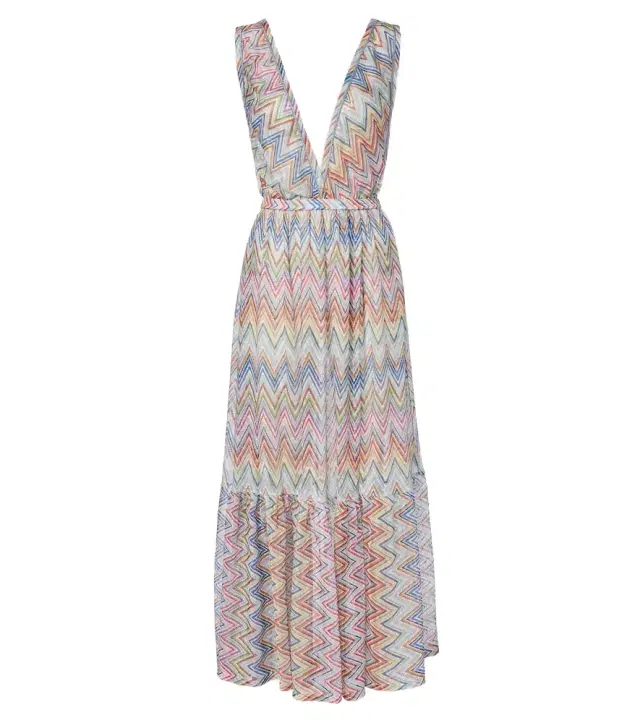 Missoni Zigzag tiered tulle beach dress