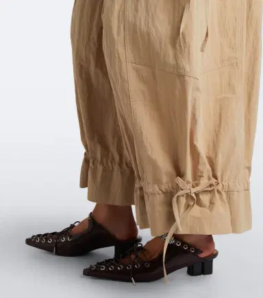 Ganni Ruffled cotton-blend wide-leg pants | Thumbnail 4