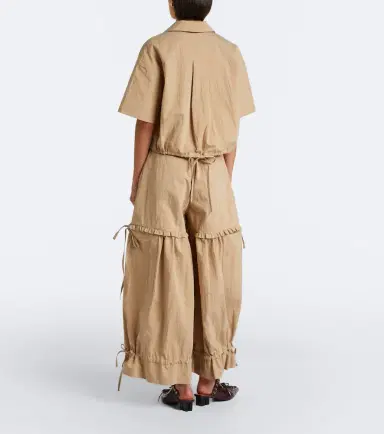 Ganni Ruffled cotton-blend wide-leg pants | Thumbnail 5
