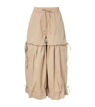 Ganni Ruffled cotton-blend wide-leg pants | Thumbnail 1