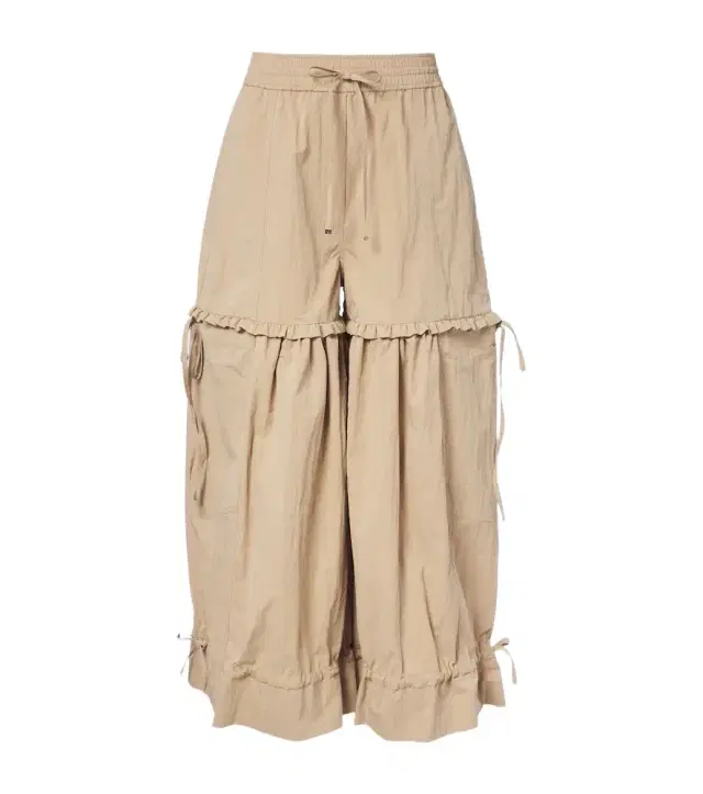 Ganni Ruffled cotton-blend wide-leg pants