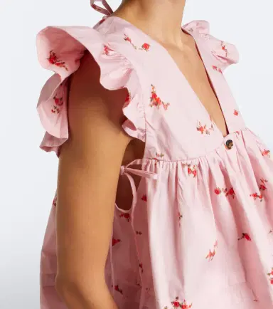 Ganni Floral cotton-blend top | Thumbnail 3 Ganni Floral cotton-blend top | Thumbnail 3
